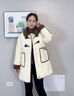 雪中飛羽絨服女士中長(zhǎng)款2025羊羔毛翻領(lǐng)牛角扣時(shí)尚氣質(zhì)休閑外套米白S 曬單實(shí)拍圖