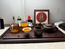 金鑲玉茶盤(pán)托盤(pán)實(shí)木竹木家用單層排水式茶臺茶具套裝胡桃色竹流水小號 曬單實(shí)拍圖