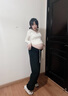 十月媽咪孕婦褲秋季新款外穿褲腰抽繩可調(diào)節(jié)孕婦直筒褲顯瘦闊腿褲黑色XL 曬單實(shí)拍圖