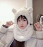 唐獅（TonLion）帽子女冬季騎車(chē)防風(fēng)防寒保暖雷鋒帽電動(dòng)車(chē)套頭毛絨圍脖圍巾一體帽 米色 曬單實(shí)拍圖