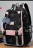 巴布豆（BOBDOG）大容量書(shū)包女孩三到六年級小學(xué)初高中學(xué)生高顏值輕便減負雙肩背包 黑色【配毛球掛件】 曬單實(shí)拍圖