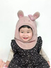 BIBK日本寶寶帽子冬天毛絨帽男女童披肩套頭圍脖一體帽加厚保暖護耳帽 粉兔 曬單實(shí)拍圖