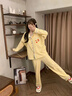 另約奶黃格子睡衣女春秋款可愛(ài)簡(jiǎn)約風(fēng)高級感長(cháng)袖長(cháng)褲冬季可外穿家居服 82639 黃格番茄貓 2XL 曬單實(shí)拍圖