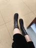 卡帝樂(lè )鱷魚(yú)（CARTELO）復古圓頭瘦瘦靴馬丁鞋女2026秋冬季新款短靴方跟鴨嘴型顯瘦短筒靴 黑色 37 曬單實(shí)拍圖