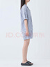 無印良品（MUJI）女式?jīng)龈须p層紗織短袖睡衣套裝女士家居服女款25年夏季涼感物語 藏青色豎條紋 L -XL(上裝170/92A下裝170/74A) 曬單實(shí)拍圖