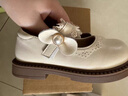 斤慕女童鞋子兒童公主鞋小皮鞋2025春秋季新款女寶寶簡(jiǎn)約單鞋 米白色 28 內長(cháng)約17.3cm 曬單實(shí)拍圖