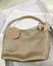 ECODAY編織托特包大容量通勤手提單肩包女包生日情人節禮物送女友 香檳色（中號） 曬單實(shí)拍圖