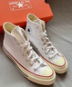 匡威（Converse）1970s 經(jīng)典三星標高幫鞋情侶運動(dòng)鞋學(xué)生鞋休閑帆布鞋男女鞋多巴胺 162056C 白高 35 /3 曬單實(shí)拍圖