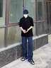 KOOSHI奢品褲子男款夏季薄款垂感直筒褲男士寬松休閑運(yùn)動褲男生天絲亞麻 藏青色 XL 140斤-160斤 曬單實(shí)拍圖