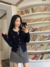 唐菓蜜新款連衣裙女2025春秋女裝韓系減齡氣質(zhì)甜美風(fēng)小個(gè)子顯瘦套裝裙子 藏青開(kāi)衫+內搭+灰色短裙 M 曬單實(shí)拍圖