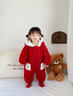 優(yōu)奇滿(mǎn)月寶寶衣服嬰兒連體衣秋冬季百天周歲服過(guò)年紅色喜慶新年拜年服 紅色雙福連體衣 90cm 曬單實(shí)拍圖