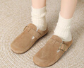 卓詩(shī)尼厚底加絨保暖勃肯鞋女百搭女鞋外穿包頭拖鞋 駝色【長(cháng)厚絨】 38  曬單實(shí)拍圖