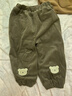 幼歌（YOUGE） 嬰幼兒燈芯絨卡通小熊跑跑褲寶寶可愛(ài)寬松經(jīng)典復古褲子 咖色加絨 90 cm 曬單實(shí)拍圖