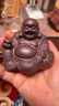 宏中紫砂茶寵彌勒佛可養茶桌擺件全手工笑佛擺件精品小和尚茶玩 托寶彌勒佛-原礦紫泥-小號 曬單實(shí)拍圖