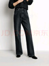 森馬（Semir）牛仔褲女抓毛闊腿褲港風(fēng)冬季2025顯腿長拖地褲ins潮109725124002 曬單實拍圖