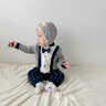 迪士尼（Disney）男寶周歲禮服秋季新款嬰幼兒長(cháng)袖連體衣秋裝滿(mǎn)月百天外出寶寶衣服 藍色領(lǐng)結爬服 59cm (建議＜12斤) 曬單實(shí)拍圖