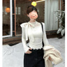 小野七天蕾絲半高領(lǐng)打底衫女秋冬內搭加絨加厚洋氣小衫蕾絲拼接長(cháng)袖上衣 白色 均碼 曬單實(shí)拍圖