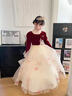 思妙星女童主持人晚禮服輕奢小眾高端女孩生日宴會(huì )公主裙兒童鋼琴演出服 紅色長(cháng)裙_01 160 曬單實(shí)拍圖