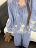 族瑪士睡衣女士春秋季2025新款夏天高級感刺繡長(cháng)袖可外穿寬松家居服套裝 S85177#套裝-藍點(diǎn)點(diǎn)提花 M 【建議100-120斤】-尺碼偏大 曬單實(shí)拍圖