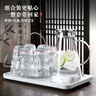 DELISOGA冰川紋玻璃杯家用水杯套裝女高顏值加厚網(wǎng)紅大口茶杯酒杯水壺杯子 把手-矮款1壺6杯+杯架托盤(pán)1ml6只 曬單實(shí)拍圖