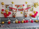 華峻宇兔寶寶兩周歲生日場(chǎng)景布置氣球裝飾兒童男孩女孩2歲抓周背景墻 兔寶寶2歲生日投屏套餐 曬單實(shí)拍圖