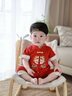 波步（BORBOON B）嬰兒衣服夏季男寶寶連體衣紅色喜慶滿月百天抓周宴生日周歲禮服男 【兩件套】2366 100cm 曬單實(shí)拍圖