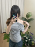 衣品元一字肩短袖t恤女2025新款設計感小眾正肩時(shí)尚辣妹修身短袖上衣 灰色 L 灰色（100-115斤） 曬單實(shí)拍圖