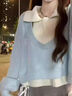 蝶嬌諾（DIEJIAONUO）衛衣女女裝秋裝新款2025年韓版洋氣減齡感鹽系港風(fēng)休閑慵懶風(fēng)顯瘦 毛衣兩件套+褲子 S 曬單實(shí)拍圖
