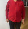 金兔品牌中老年人開衫毛衣女100%純羊毛衫媽媽秋冬裝厚款高檔針織外套 紅色 【46年羊毛衫品牌】 3XL 【建議150-165斤】 曬單實拍圖