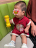 優(yōu)奇嬰兒衣服男寶寶夏季分體兩件套男童紅色喜慶滿月服新中式周歲禮服 曬單實(shí)拍圖