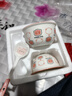 釉下彩可愛(ài)卡通碗碟套裝家用高顏值陶瓷碗筷盤(pán)餐具 2碗2勺 4件套 曬單實(shí)拍圖