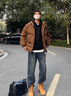 羅蒙男士棉服男款冬季新款2025棉衣加厚防寒羽棉絨服保暖寬松棉襖外套 焦糖色 XL 【推薦130-150斤/170-180cm】 曬單實(shí)拍圖