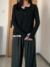 班尼路S&K系列打底衫女裝長(cháng)袖t恤女秋冬季新款假兩件潮流上衣服修身秋衣 麻灰#純色 【柔軟親膚】 L 曬單實(shí)拍圖
