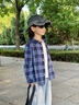 POLOWALK【100%棉】男童長(cháng)袖襯衫25秋冬新品格子長(cháng)袖外套大童休閑學(xué)院風(fēng) 藍色 120 120cm 曬單實(shí)拍圖