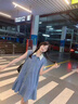 朗茵孕婦裝夏裝連衣裙2025新款夏天短袖襯衫牛仔長裙子女夏季兩件套裝 淺藍(lán)色襯衫裙 XL建議130-145斤 曬單實(shí)拍圖