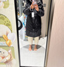 雅鹿菱格撞色拼接中長(zhǎng)款羽絨服女士冬季可拆卸帽加厚外套 黑色 L (165) 【建議125-140斤】 曬單實(shí)拍圖
