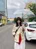 fano studios范洛 拼皮風衣女2025春新款高級感翻領拼接寬松顯瘦氣質(zhì)短款外套 綠卡其第二批 L 曬單實拍圖