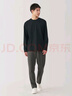 無(wú)印良品（MUJI）男式 天竺編織 圓領(lǐng)長(cháng)袖T恤 黑色 L 曬單實(shí)拍圖