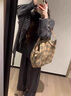 棉致美式復(fù)古格子高腰直筒褲子女秋冬季新款寬松小個子垂感休閑闊腿褲 A575深灰色【常規(guī)高品質(zhì)】 L 106-120斤 曬單實拍圖