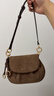 CHARLES&KEITH25冬新品翻蓋式絨面單肩包掛小豬包CK2-20671821-1 Mocha Brown摩卡棕 S 曬單實(shí)拍圖