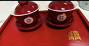 澳顏萊結婚改口敬茶杯婚禮茶具陶瓷喜杯兩對喜碗敬酒杯新婚碗筷跪墊套裝 喜字敬茶杯（一對裝） 曬單實(shí)拍圖