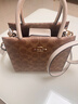 蔻馳（COACH）CALLY女士單肩斜挎托特包 棕色拼粉筆白色CBQ34 曬單實(shí)拍圖