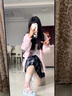 歐遙女童夏裝套裝2025新款女大童春秋12-15歲女孩衣服工裝褲三件套 【三件套】粉色毛衣+襯衫+工裝褲 185 2XL[建議135-150斤] 曬單實拍圖