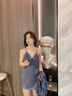 Dudant奢侈國際品牌2025新款情侶睡衣性感夏季睡裙純欲風(fēng)真絲睡袍家居服 酒紅色[帶胸墊] M 160 曬單實(shí)拍圖