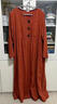 亂在江南亞麻純色連衣裙長(cháng)袖春秋裝新品文藝簡(jiǎn)約拼接飄逸系帶長(cháng)裙 橘紅色 L 曬單實(shí)拍圖