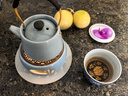韻化溫茶爐陶瓷茶杯暖茶爐蠟燭加熱底座小火爐溫水保溫提梁壺圍爐 哥窯藍-圓溫茶爐墊片蠟匙+提梁壺 曬單實(shí)拍圖
