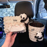 雅叮妮車(chē)載紙巾盒垃圾桶卡通熊貓掛式多功能紙巾抽紙盒座椅后排車(chē)內裝飾 熊貓紙巾盒+垃圾桶（兩件套） 曬單實(shí)拍圖