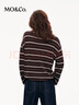MO&Co.針織衫2025秋新品美麗諾綿羊毛輕量感條紋亨利領(lǐng)MBE3SWTT15 布朗尼色 S /160 曬單實(shí)拍圖