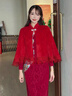 蜜凡蘇新年紅色披風(fēng)斗篷結婚紅色披肩配旗袍斗篷秋冬保暖新娘敬酒服外搭 酒紅色豆紅(80-135斤) 均碼 曬單實(shí)拍圖