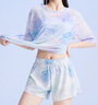 鴻星爾克（ERKE）泳衣女分體三件套海邊游泳潛水度假寬松大碼遮肉顯瘦泳裝溫泉 曬單實(shí)拍圖